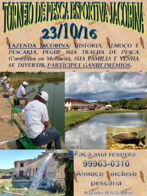 Neste domingo acontece o 1 Torneio de Pesca Esportiva na Fazenda Jacobina