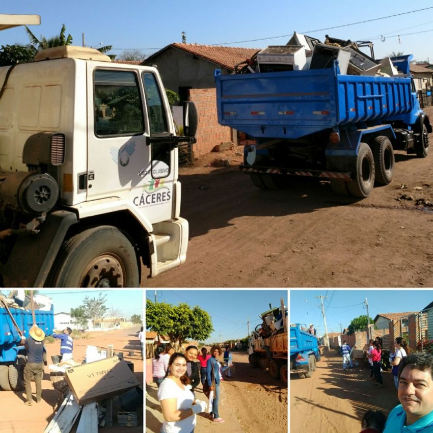 Operao limpeza retira lixo do bairro em Cceres